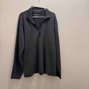 Eddie Bauer LT Gray pullover with zip LS Shirt